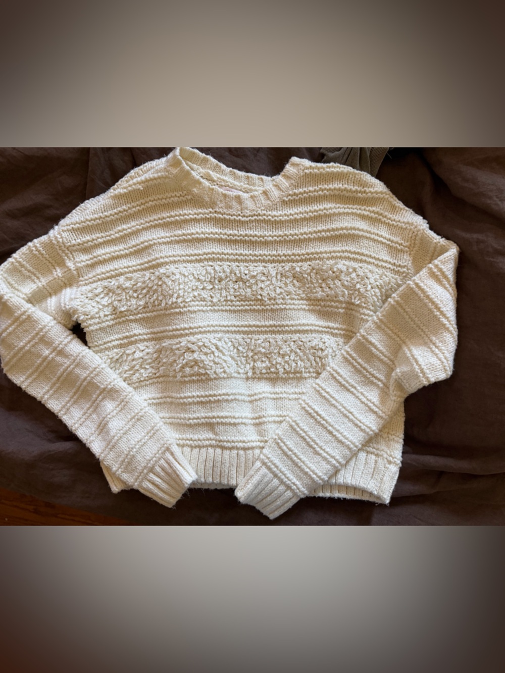 Ivory Textured Crewneck Sweater - Women's Scoop/Knit Top